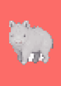 Rhinoceros Pixel Art Theme  Red 01