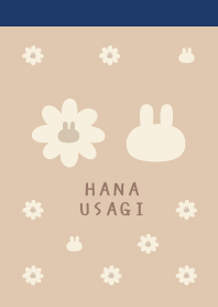 Retro Flower&Rabbit/Navy&Beige Brown