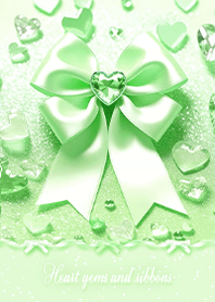 Sparkling Hearts & Ribbons -  Green 3