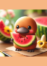 Platypus eating watermelon-0319180