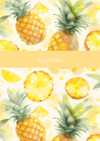Watercolor pineapple brown&yellow