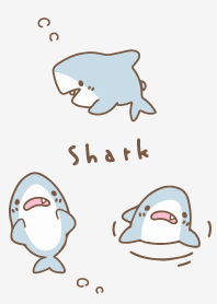 簡單可愛的鯊魚：白灰色