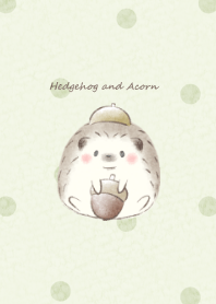 Hedgehog and Acorn -green- dot