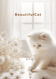 Beautiful Cat-WHITE FLOWER 19