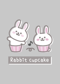 Rabbit cupcake.Musical note.gray