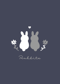 兔子和花 /navy beige