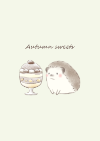 Hedgehog and Autumn sweets -green-
