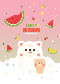 Teddy Bear Love Watermelon Cute