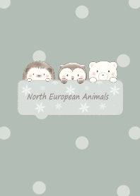 Animals in Nordic forest -smoky green-2