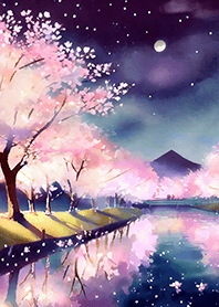 Beautiful night cherry blossoms#297