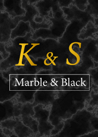 K&S イニシャル 大理石モノトーン黒