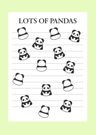 LOTS OF PANDAS NOTEBOOK/YELLOW GREEN