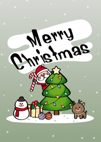 かわいいクリスマスパーティー(緑グレー)