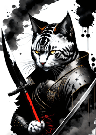 Ink wash cat samurai F63a0E