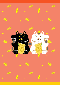 Cat brings happiness on red&yellow