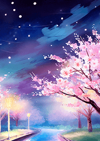 Beautiful night cherry blossoms#2595
