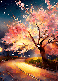 Beautiful night cherry blossoms#634