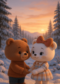 Sunset Snow Hands Together