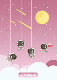 可愛寶貝太空人-星光閃閃(漸層粉紅色星空2)