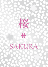 和風〜桜花びらグレーバージョン