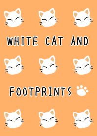 WHITE CAT AND FOOTPRINTS/ORANGE