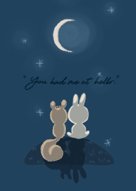 Rabbit and Squirrel (night sky blue ver)