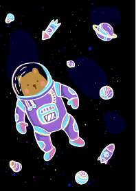 Bear astronaut on galaxy
