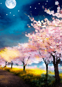 Beautiful night cherry blossoms#1361