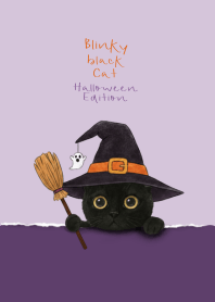 Blinky Black Cat (Purple Halloween Cat)