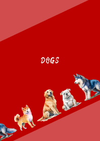 The good dogs2 on red & beige