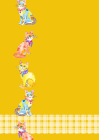 cat playing tricks3 on yellow