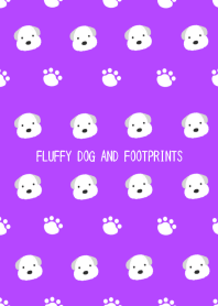 FLUFFY DOG AND FOOTPRINTSj-PURPLE-BLACK