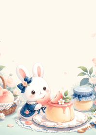 Indigo White Rabbit Peach Pudding