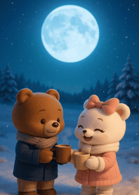Moonlit Snow Night Warm Tea