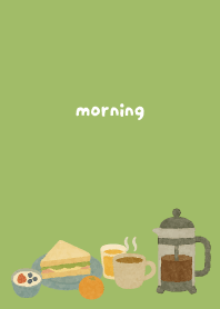 breakfast time on moss green