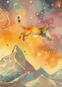Cat in Space on yellow