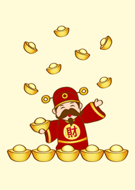財神爺送元寶(淡黃色)