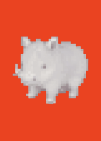 Rhinoceros Pixel Art Theme  Red 02