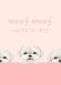 Woof Woof - Maltese dog - FLOWER PINK