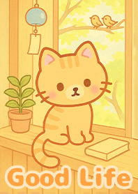 療癒生活-窗戶邊的虎斑貓小咪1.3蛋黃色