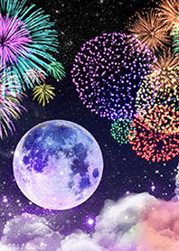full moon & fantasy fireworks from Japan