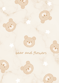 Bear and florets and marble beige05_1