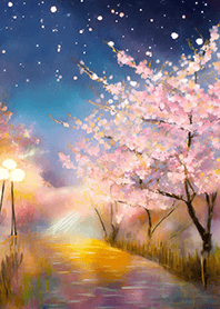 Beautiful night cherry blossoms#2849