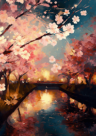 Beautiful night cherry blossoms#1622
