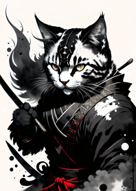 Ink wash cat samurai 628ED6
