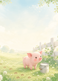 Piglet and Milk Pail Morning
