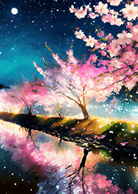 Beautiful night cherry blossoms#707