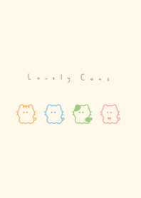4 whisker cats (line)/GPBeige colorful