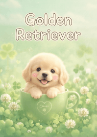 Kawaii golden retriever In Clover
