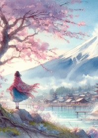 富士の下の桜夢